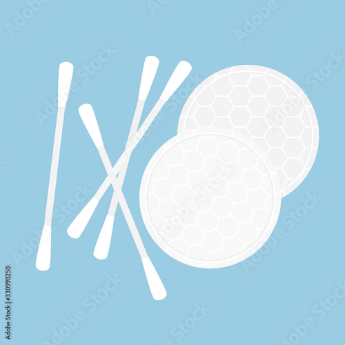 cotton pads and ear swabs- vector illustration