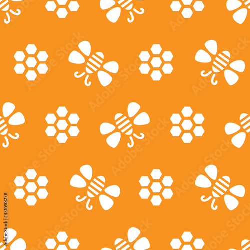 Yellow and white bees and flowers seamless repeat pattern tile, perfect for backgrounds, textures, wallpaper, surface pattern design, fabric, textiles, stationery and more.