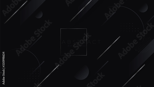 Black abstract minimalist background with a dark geometric shape. Modern design decoration textured luxury gradient geometric elements. Vector material texture premium concept wallpaper, cover, banner