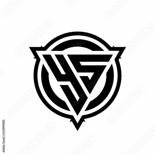 YS logo with triangle shape and circle with outline rounded design template