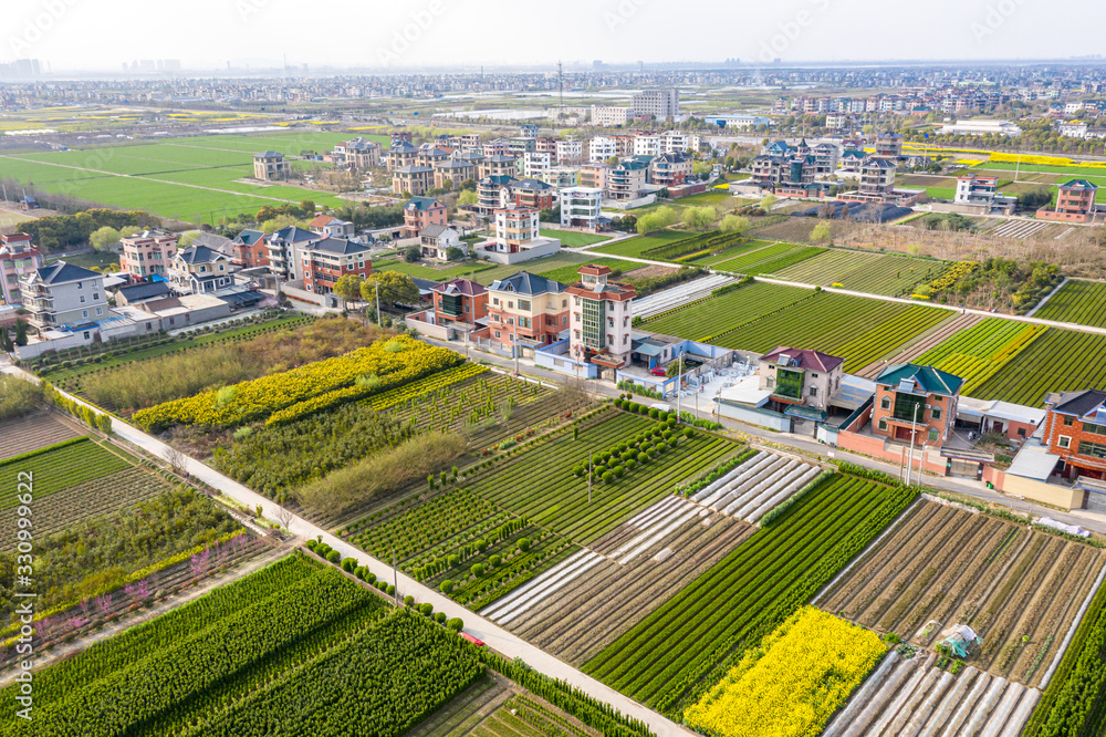 farmland with village