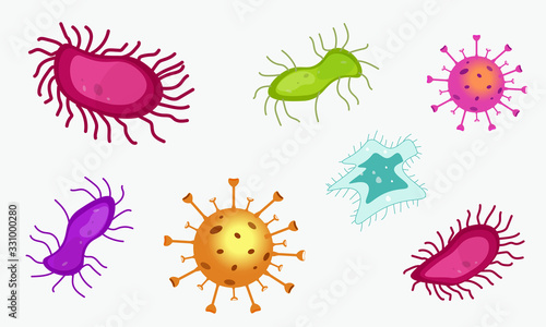 Set of different virus and bacteria shapes. Vector