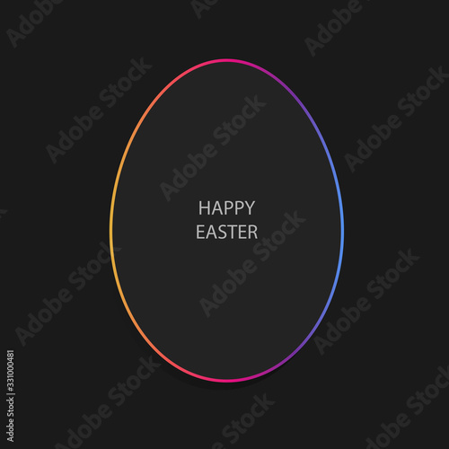 Easter egg in simple minimal style on black background with copy space