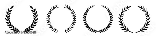 Set of various laurel wreaths. Award, achievement, victory, Gerd. Vector illustration on a white background.