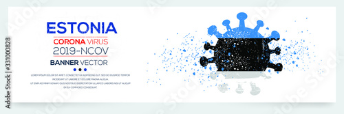 Estonia flag with corona virus Symbol, (2019-nCoV), vector illustration.