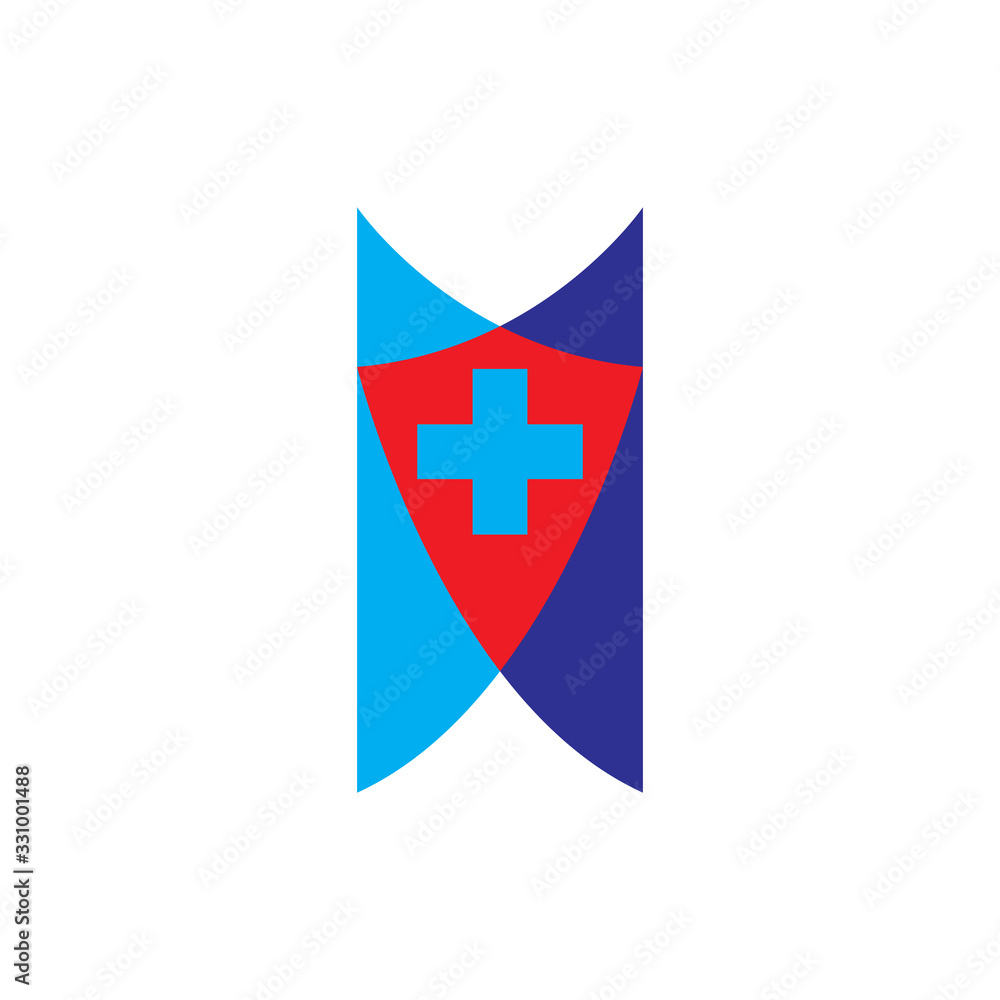Shield with Plus Medical protection logo design vector Shield with Plus Medical protection logo design vector