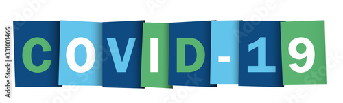 COVID-19 blue and green vector typography banner