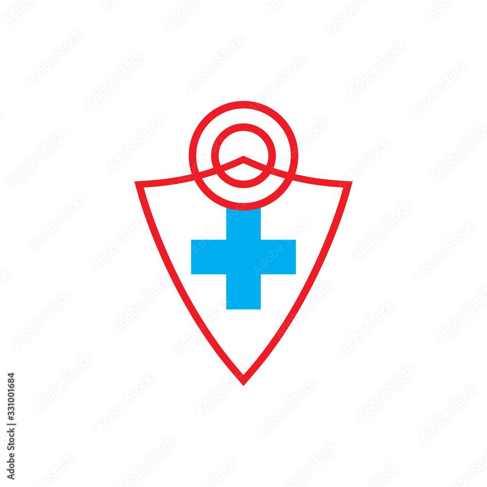 Shield with Plus and Signal Online medical service logo design vector Shield with Plus and Signal Online medical service logo design vector