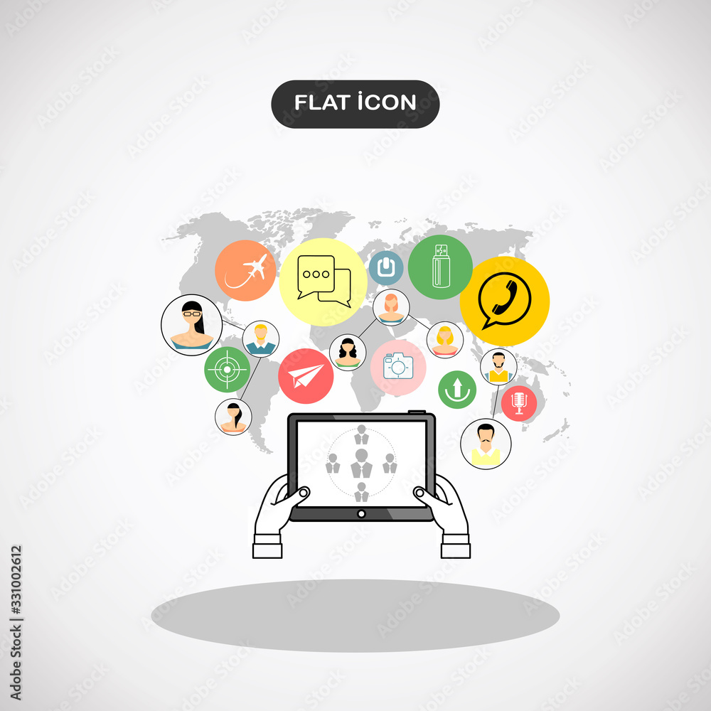 Social Network. Concept. Flat Design Illustration for Web Sites Infographic Design. Social Network. Concept. Flat Design Illustration for Web Sites Infographic Design.