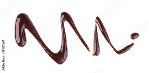 Photography Chocolate syrup drizzle isolated on white background