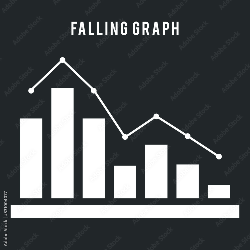 Graph down black linear and silhouette icons. Thin line sign of bankrupt. Arrow below outline pictogram isolated on white transparent background. Vector Icon shape. flat icon design Graph down black linear and silhouette icons. Thin line sign of bankrupt. Arrow below outline pictogram isolated on white transparent background. Vector Icon shape. flat icon design