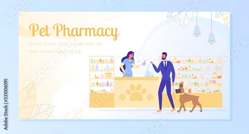 Vector Banner, Written Pet Pharmacy, Cartoon.