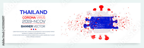 Thailand flag with corona virus Symbol, (2019-nCoV), vector illustration.