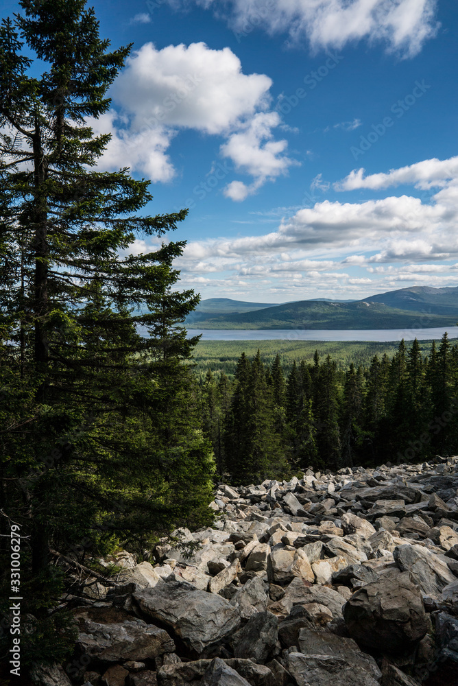 Kurums in the mountains of the Urals, stone river Kurums in the mountains of the Urals, stone river