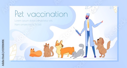 Banner, Inscription Pet Vaccination, Cartoon. © Svitlana