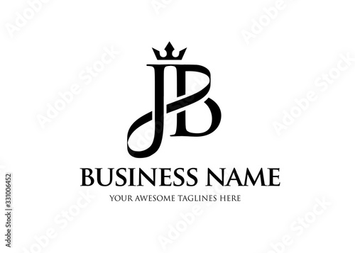 Foto elegant initial letter jb with crown logo vector, Creative Lettering Logo Vector Illustration