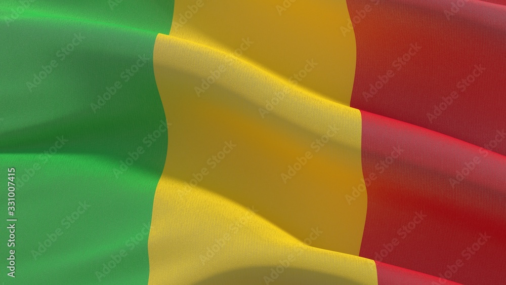 Waving flags of the world - flag of Mali. 3D illustration. Waving flags of the world - flag of Mali. 3D illustration.