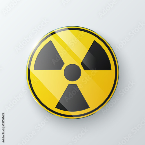 Black and yellow radioactive symbol isolated on gray background. Vector illustration