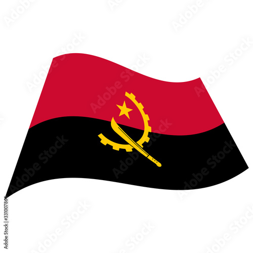 National flag of Republic of Angola, icon. Vector illustration.