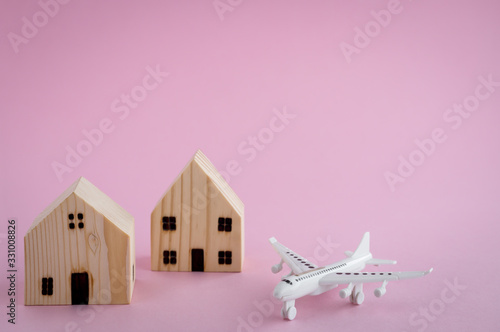 White airplane and wooden h...