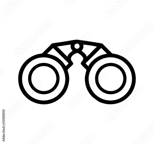 Binocular front view in black and white vector isolated for sign, logo, apps or websites photo