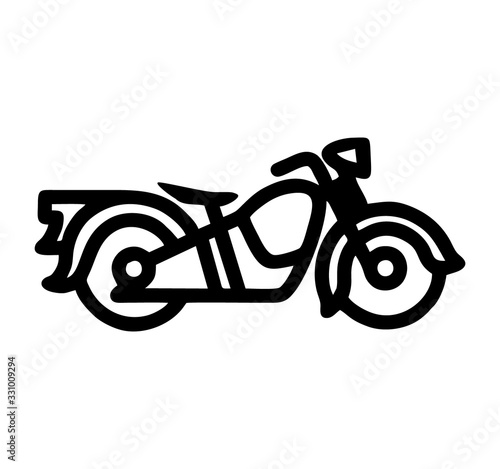 Chopper, cruiser, lowrider or motorbike vector isolated in black and white for logo, sign, apps or websites