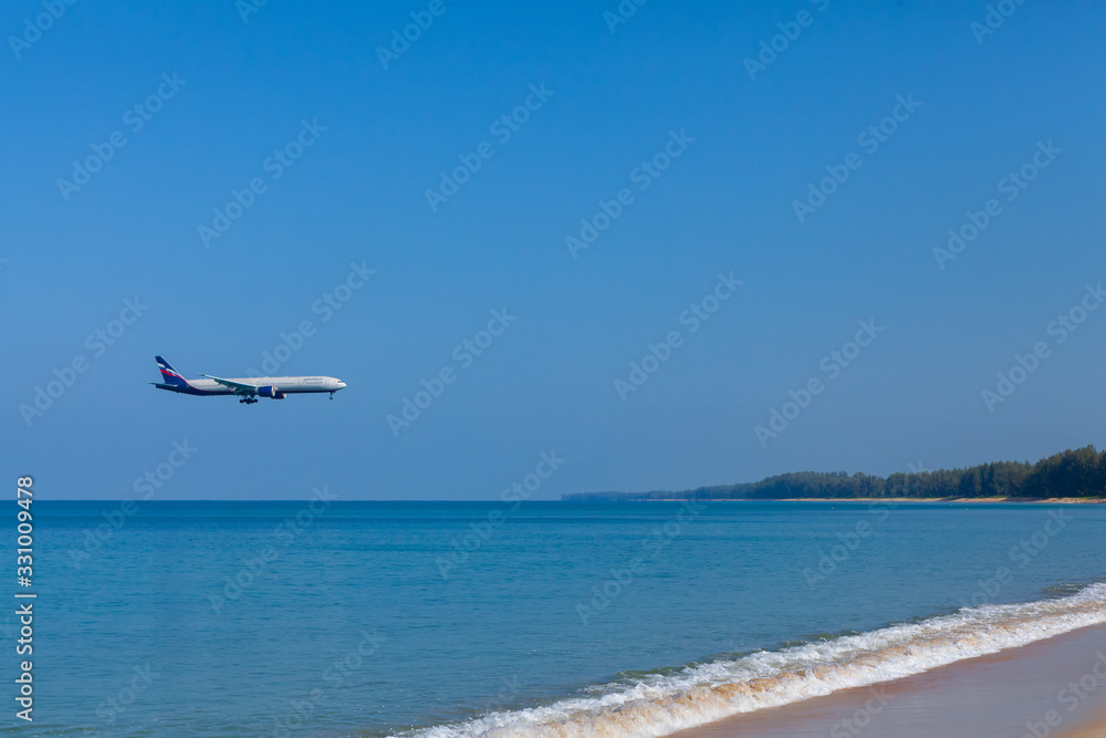 Aeroflot Russian Airlines airline landing at Phuket international airport