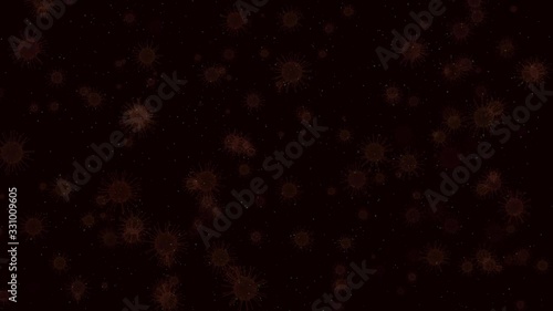 Coronavirus animated background, Covid-19 virus floating on dark background.