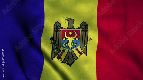 Moldova flag waving in the wind. National flag of Moldova. Sign of Moldova. 3d illustration