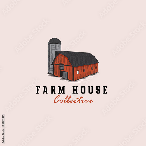 Vintage farm house logo design template. Vintage barn logo design