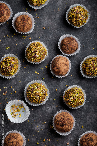 Natural candies from dried fruits, nuts and cocoa