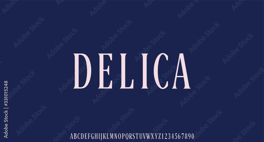 Naklejka DELICA, luxury elegant and glamour font , alphabet typeface vector lettering