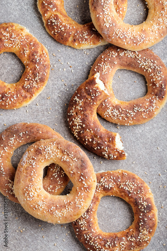 Bagels baked with sesame seeds