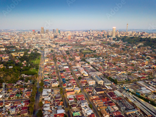 Aerial view of downtown of Johannesburg  South Africa