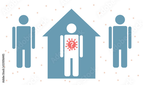 Illustration of the man placed under home quarantine. Simple style.