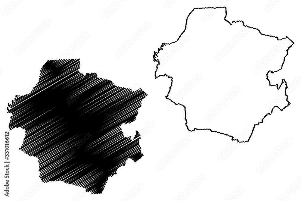 Rugaji Municipality (Republic of Latvia, Administrative divisions of Latvia, Municipalities and their territorial units) map vector illustration, scribble sketch Rugaji map