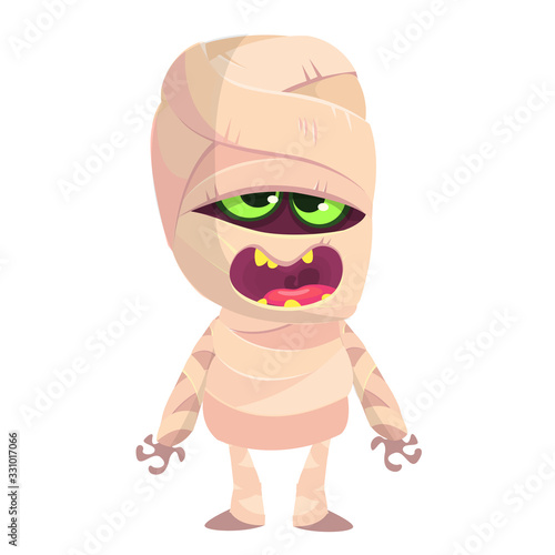 Cartoon funny mummy. Vector illustration of mummy monster for Halloween isolated.