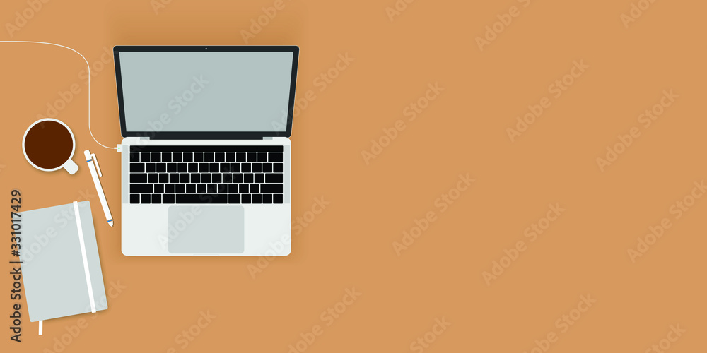 work from home, work space. flat lay topview. Work desktop top view, office desk table with laptop. work from home, work space. flat lay topview. Work desktop top view, office desk table with laptop.