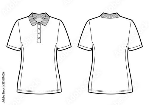 Women's white polo shirt vector for template.