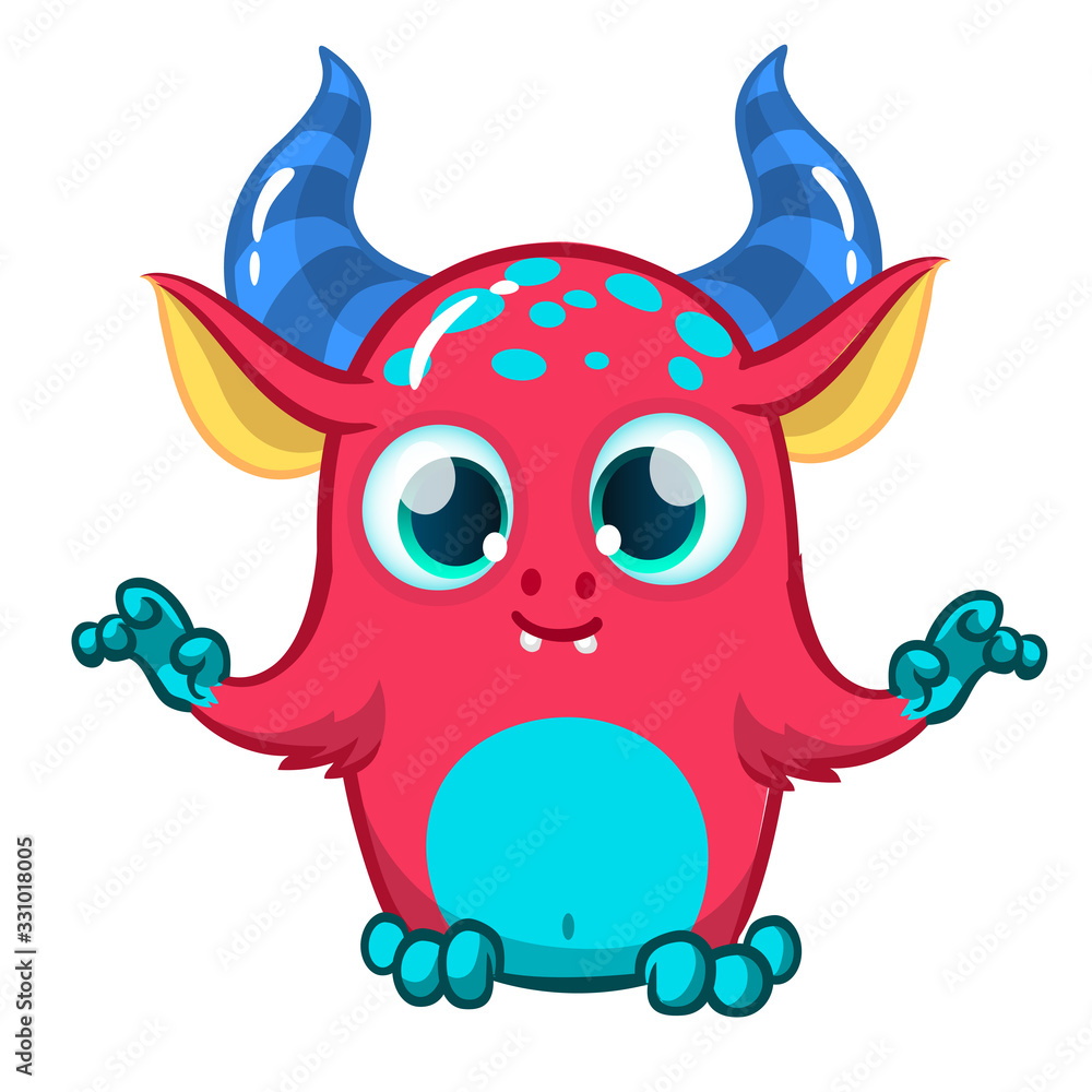 Funny cartoon monster. Vector illustration of cute monster creature. Funny cartoon monster. Vector illustration of cute monster creature.