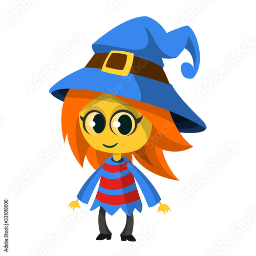 Cute cartoon witch. Vector illustration of Halloween witch.
