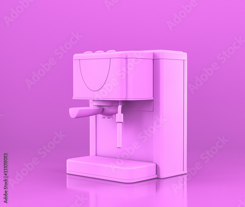 Espresso Maker, Small kitchen appliances in flat pink color, single monochrome colors, 3d rendering