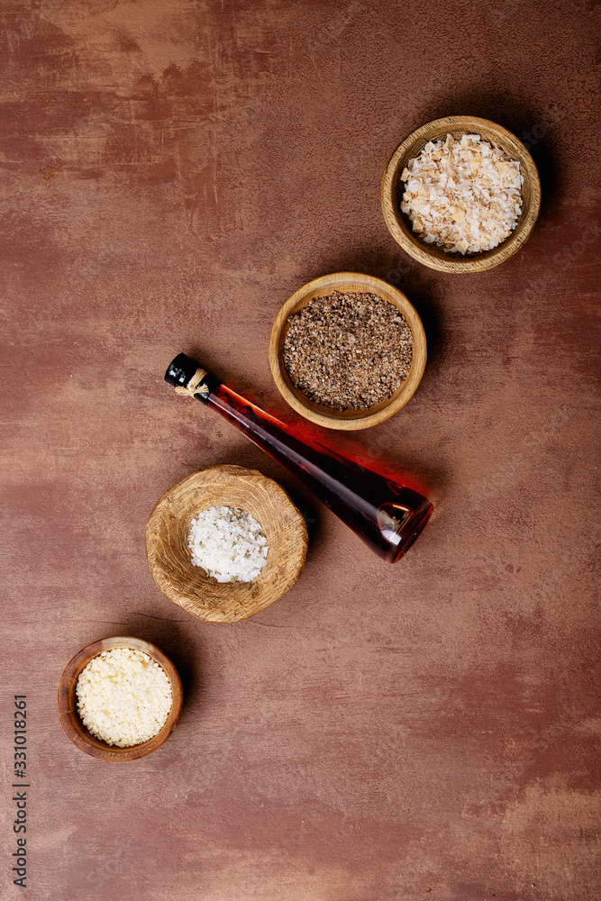 Variety of salt and seasoning Variety of salt and seasoning