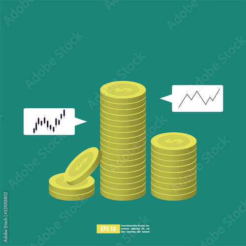 Return on investment, ROI chart and graph, Business, profit, and success concept. Flat style vector illustration
