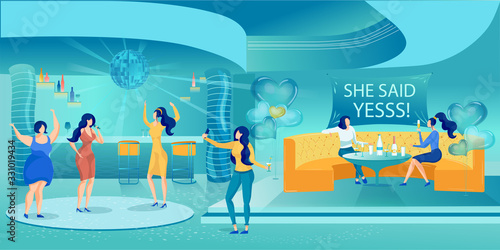 Hen-Party Celebration before Marriage in Nightclub