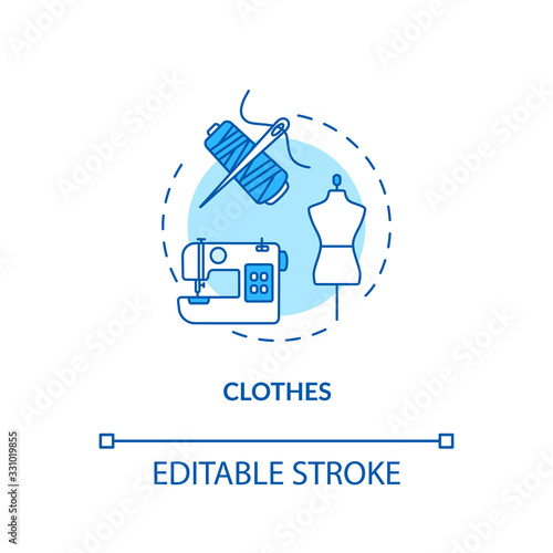 Atelier, clothes design studio concept icon. Clothing creating idea thin line illustration. Sewing workshop, garment manufacture. Vector isolated outline RGB color drawing. Editable stroke
