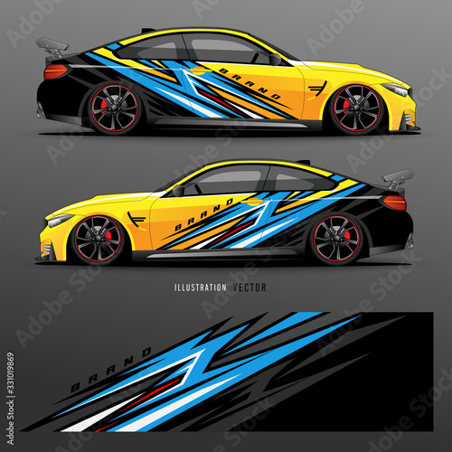 Car graphic vector. abstract lines with gray background design for vehicle vinyl wrap