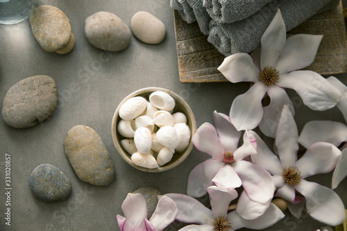 Spa products in natural setting