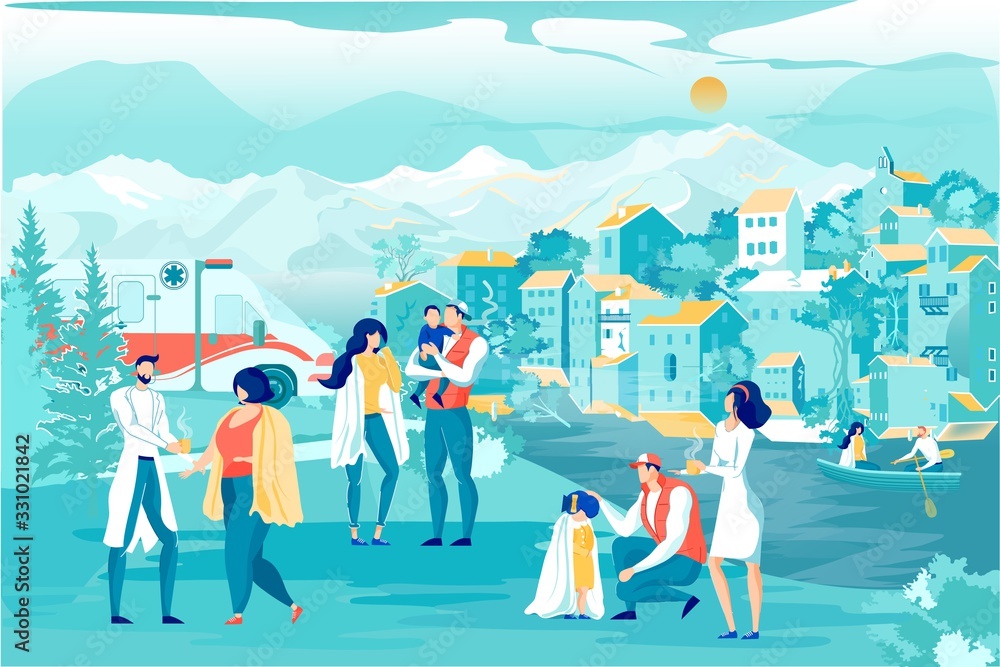Flood Disaster Doctor Help People Volunteer Rescue Flood Disaster Doctor Help People Volunteer Rescue