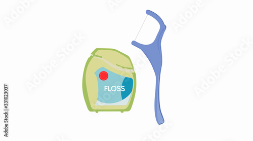Dentist tools toothpick floss and floss icon. Vector Illustration